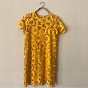 Mustard yellow crochet summer dress
